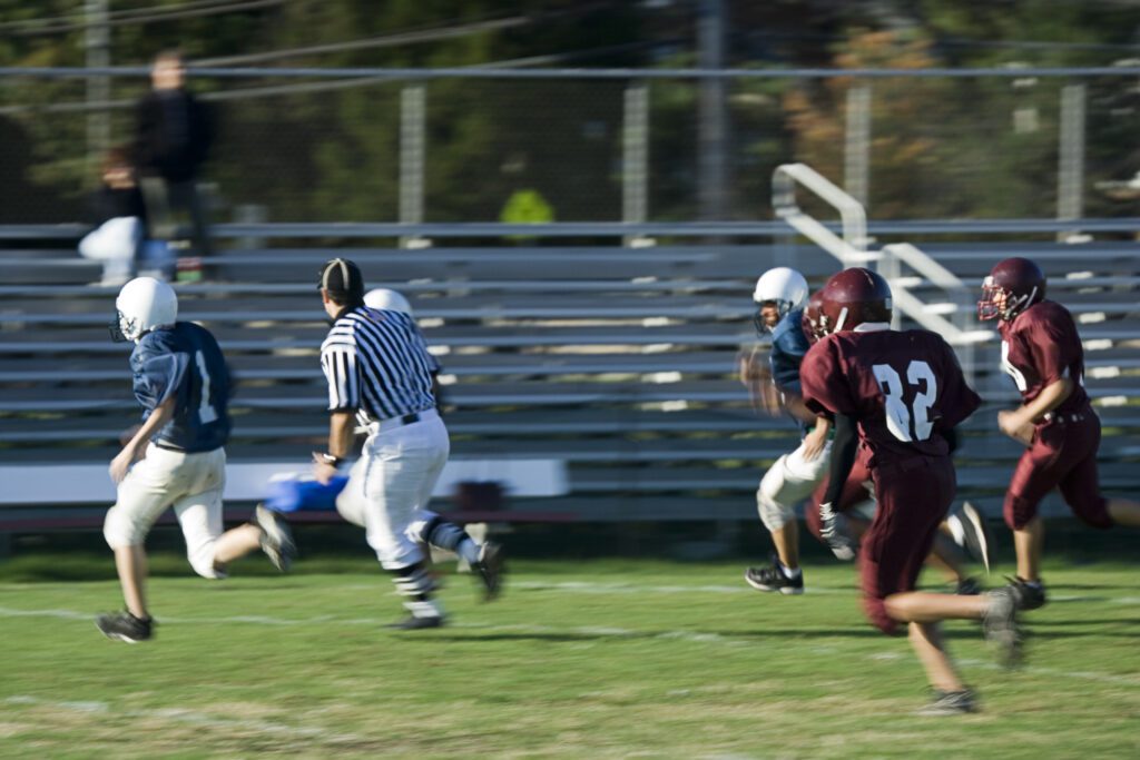 Students playing football